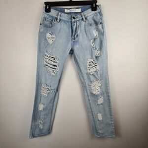 Melville Women Light Wash Distressed Skinny Jeans Size 24 Button‎ Fly Denim